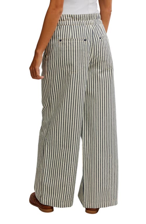 Shop Free People Dakota Stripe Wide Leg Pants In Washed Railroad