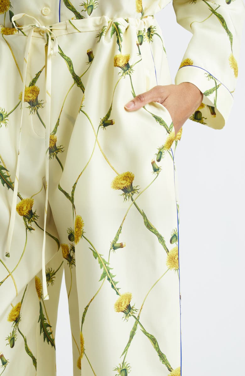 Burberry Dandelion Print Silk Pajama Pants, Alternate, color, 