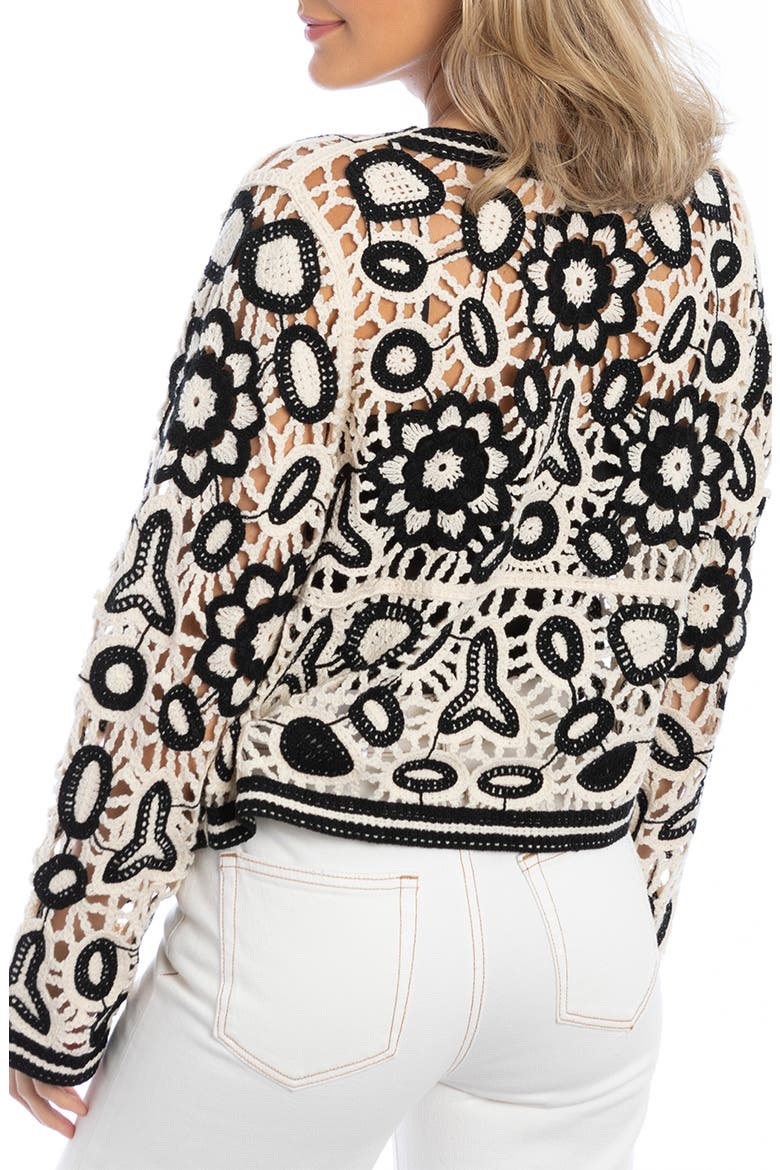 Floral Crocheted Bolero Cardigan, Alternate, color, BLACK