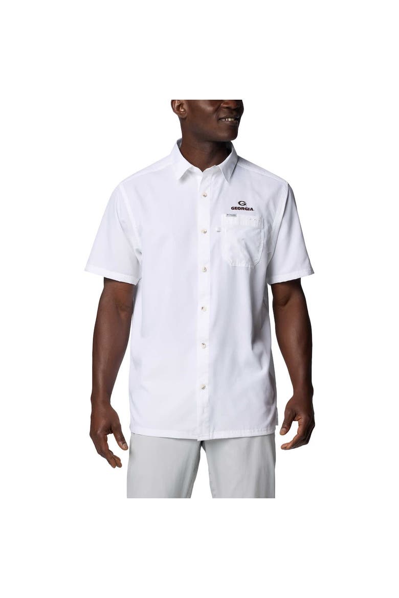 Men's Columbia White Georgia Bulldogs PFG Slack Tide™ Omni-Shade™ Button-Up Camp Shirt, Alternate, color, White