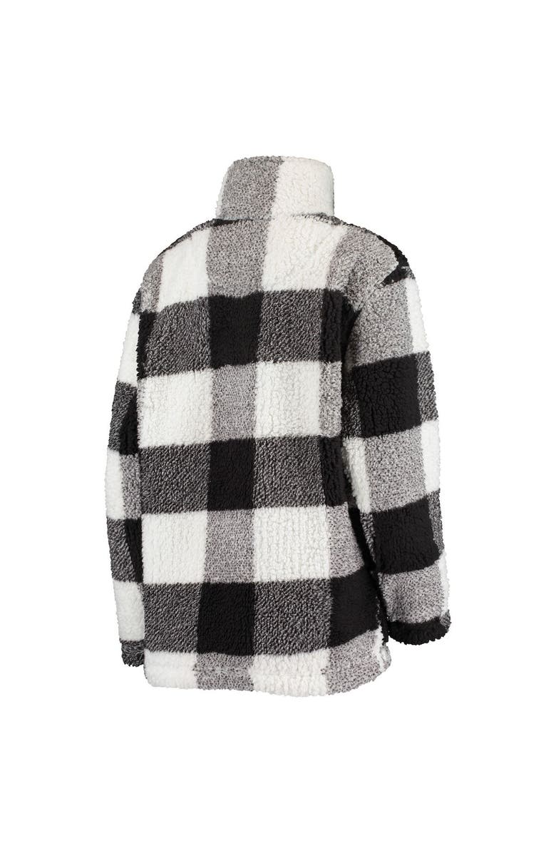 G-III 4HER BY CARL BANKS Women's G-III 4Her by Carl Banks Black/White Detroit Red Wings Plaid Sherpa Quarter-Zip Jacket, Alternate, color, 