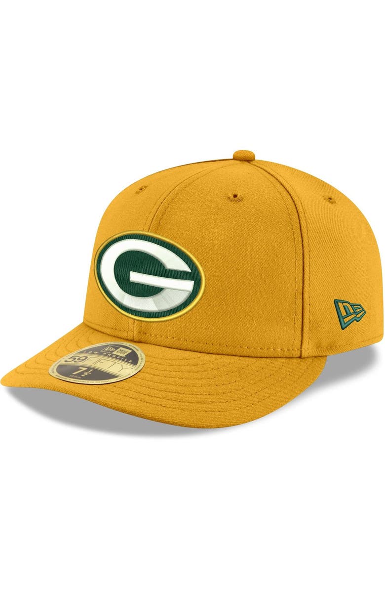 New Era Men's New Era Gold Green Bay Packers Omaha Low Profile 59FIFTY Fitted Team Hat, Main, color, 