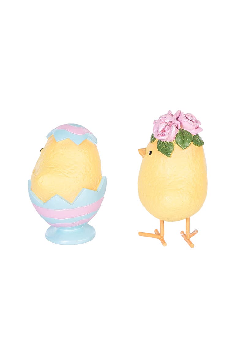 Yellow Easter Chicks Wearing Egg Hats Small Decorative Figurines Set of 4, Alternate, color, Yellow