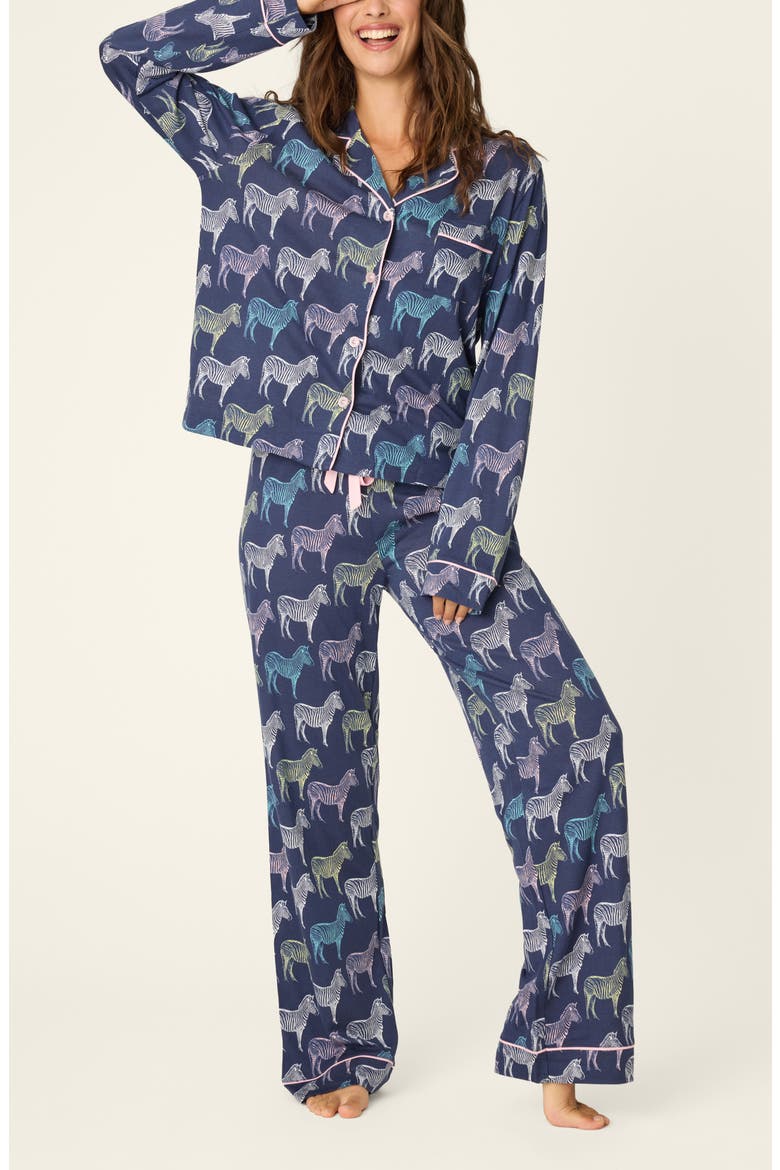 Whimsy Cotton Blend Pajamas, Main, color, DEEP SEA