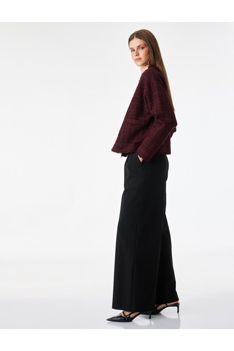 Textured Long Sleeve Collarless Jacket, Alternate, color, BORDEUX