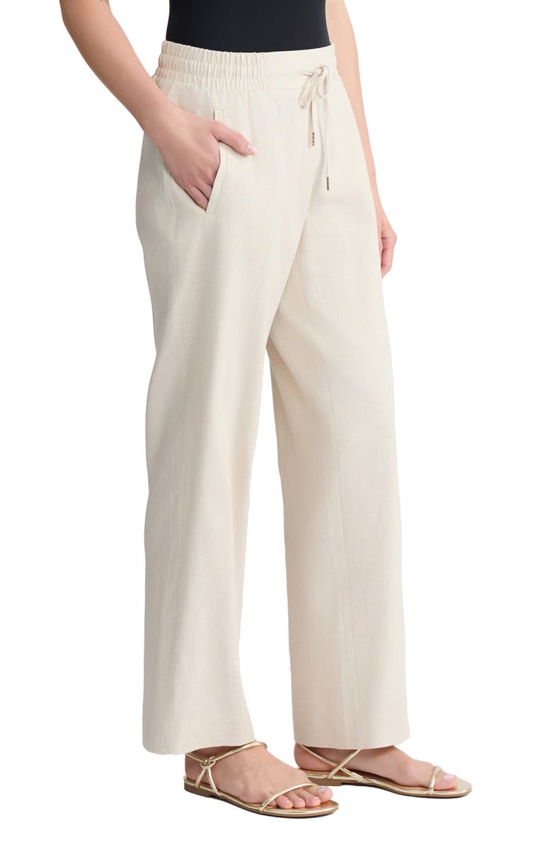 Jones New York Drawstring Waist Linen Blend Pants, Alternate, color, Natural Stone