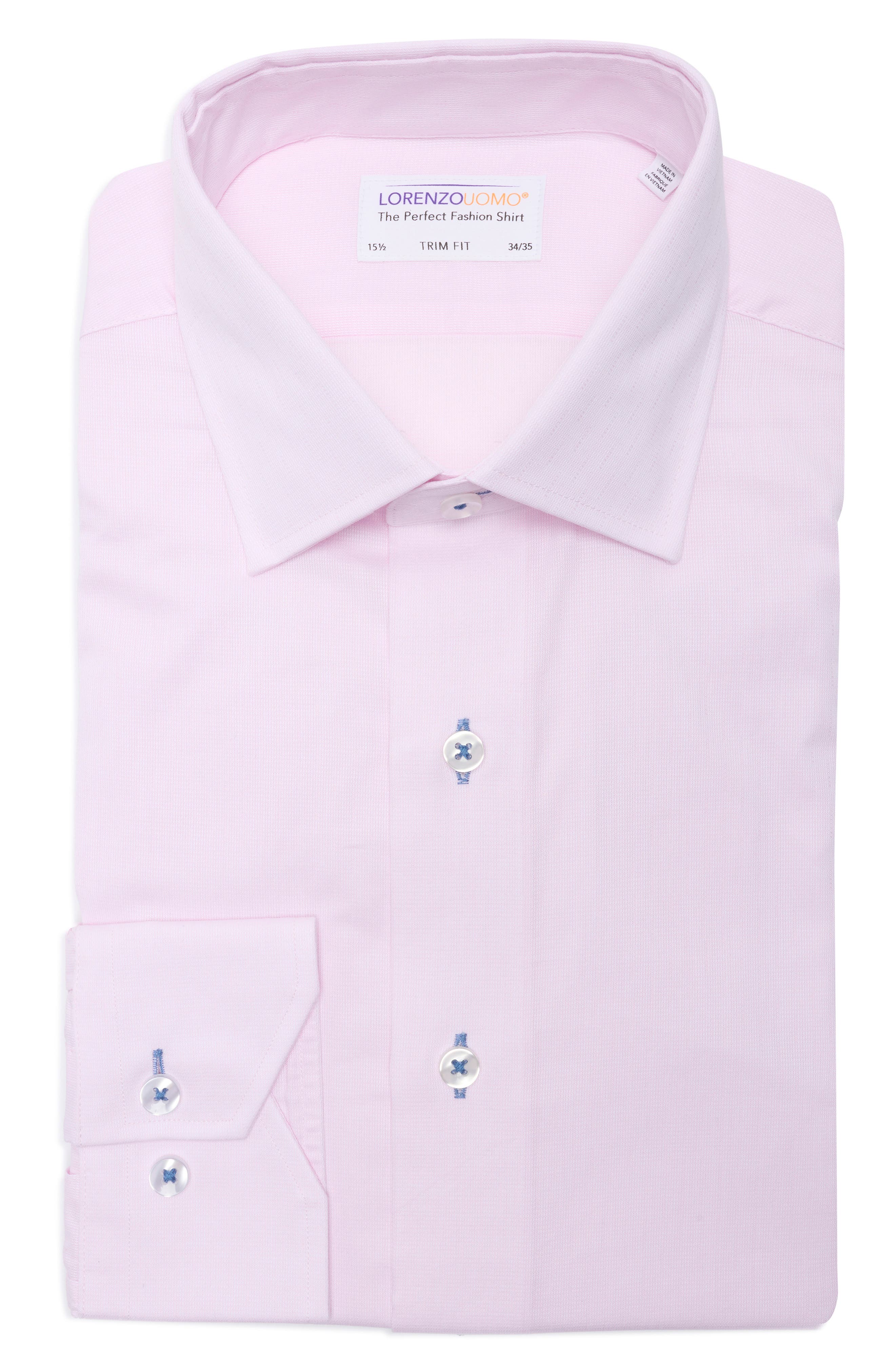 Lorenzo Uomo Trim Fit Textured Cotton Dress Shirt