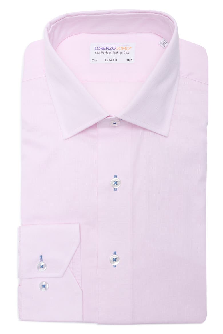 Trim Fit Textured Cotton Dress Shirt, Alternate, color, PINK