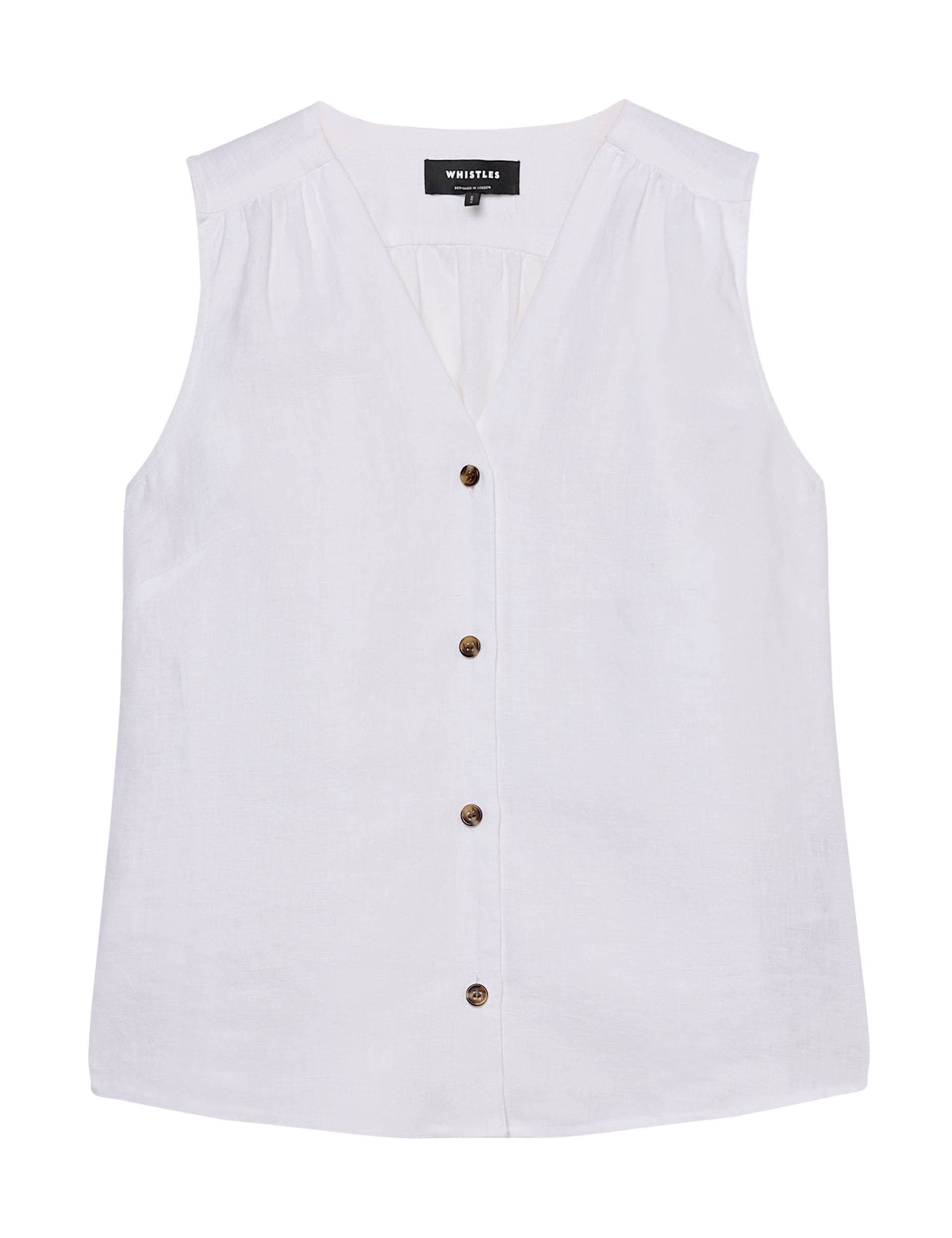 Laura Linen Button Up Tank Top - image 2