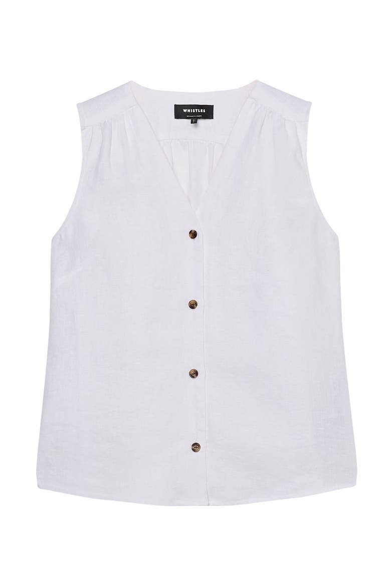 Laura Linen Button Up Tank Top, Alternate, color, White