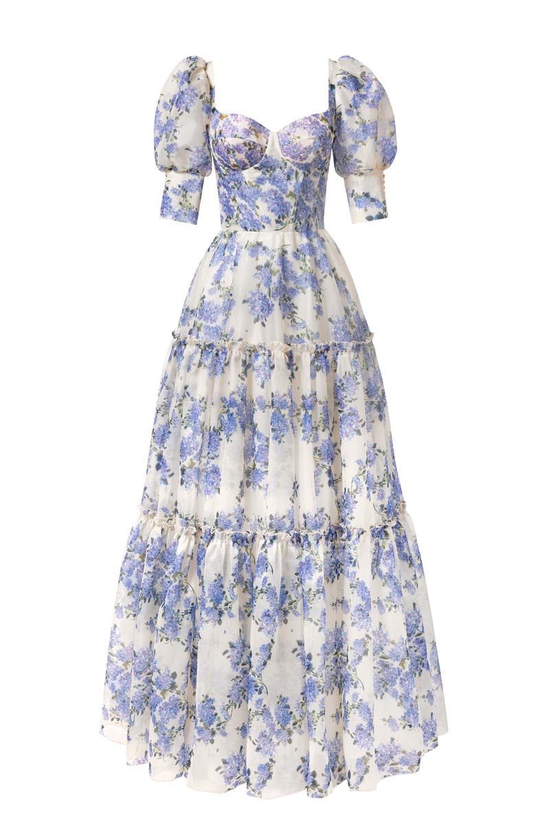 Milla Hydrangea Feminine Voluminous Sheer Sleeves Dress, Main, color, Hydrangea