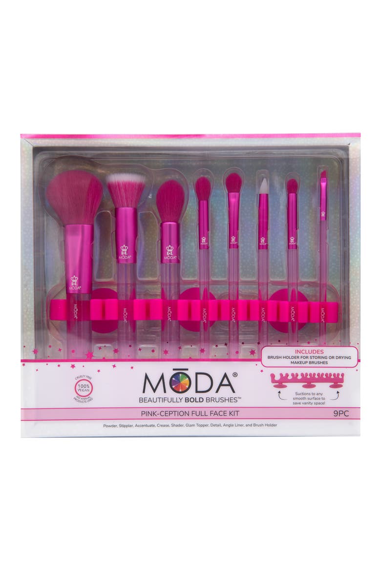 Pink-Ception Full Face 9-Piece Makeup Brush Set, Alternate, color, PINK