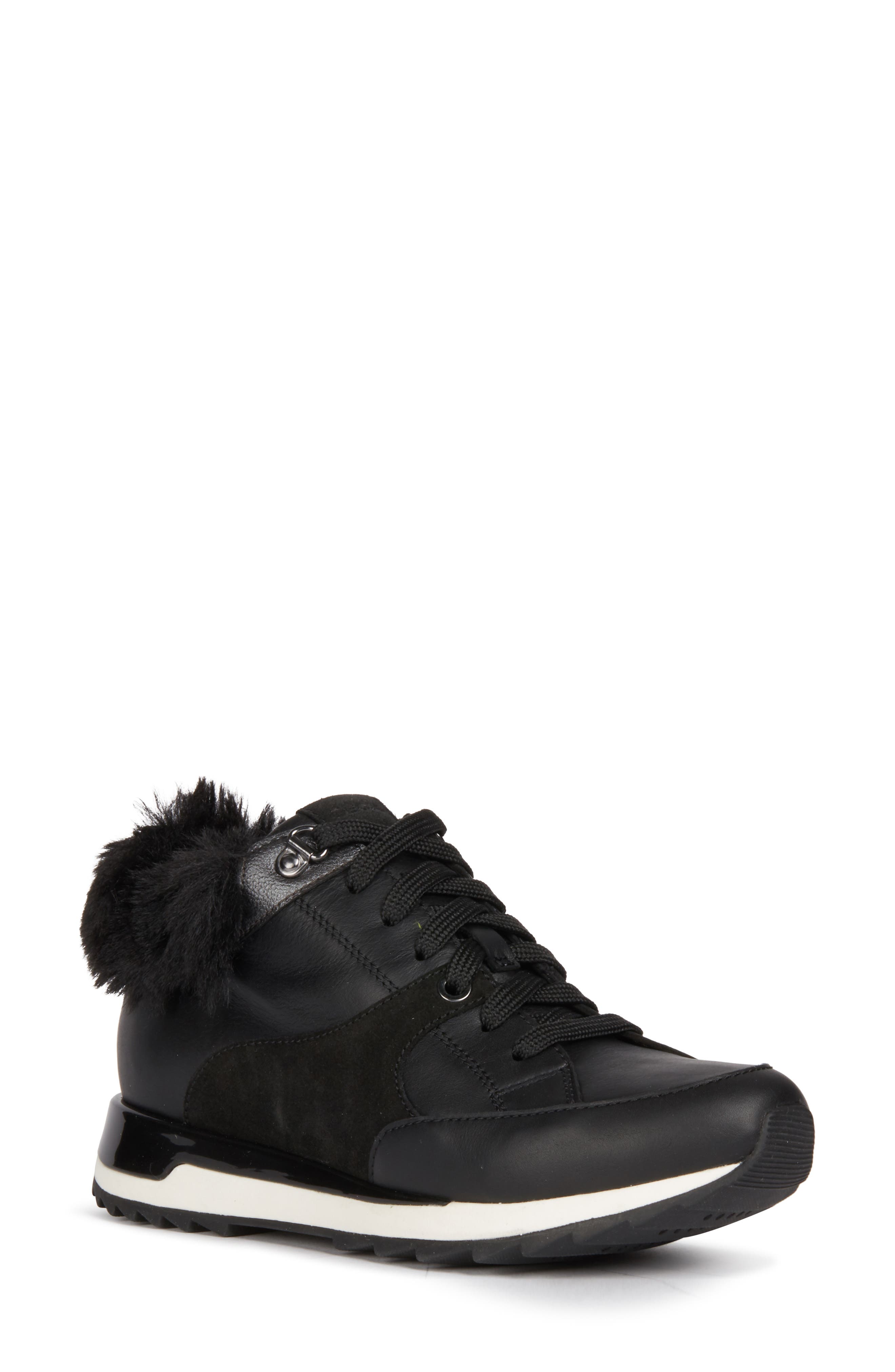 Geox Aneko Amphibiox Waterproof Faux Fur Trim Sneaker, Main, color, 