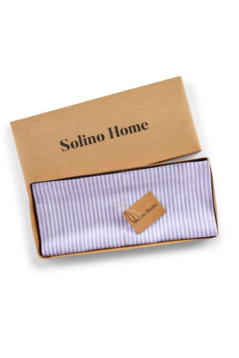 Linen Placemats Set of 4, 14 x 19" - Narrow Stripe, Alternate, color, Lavender and White