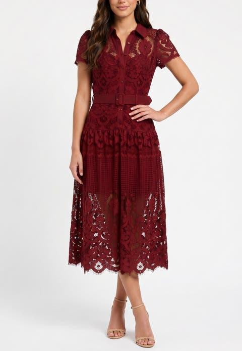 Jolene Collared Lace Midi Dress