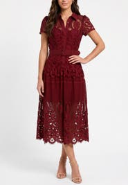 RACHEL Rachel Roy Jolene Collared Lace Midi Dress