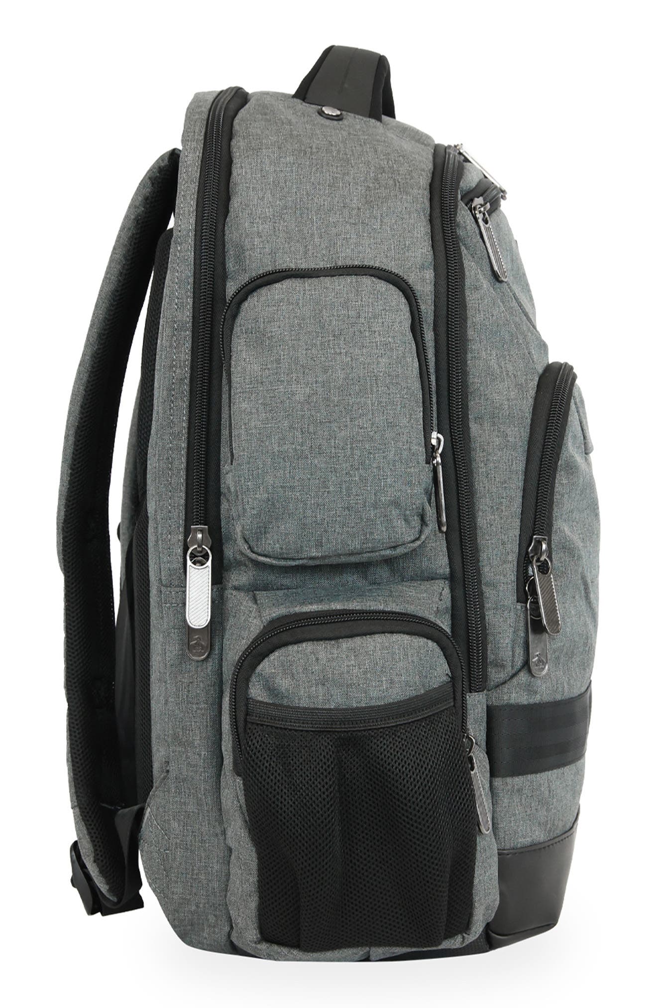Original Penguin Luca Zip Pocket Backpack, Alternate, color, Grey Crosshatch