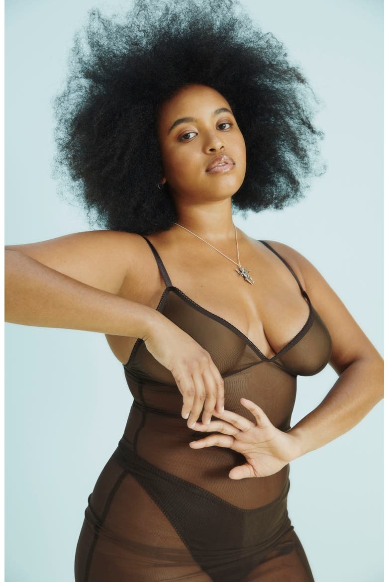 Ada Sheer Slip, Alternate, color, CHOCOLATE BROWN