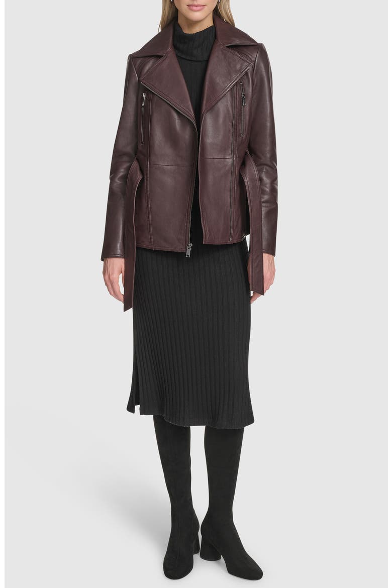 Violet Leather Trench Jacket, Alternate, color, PORT