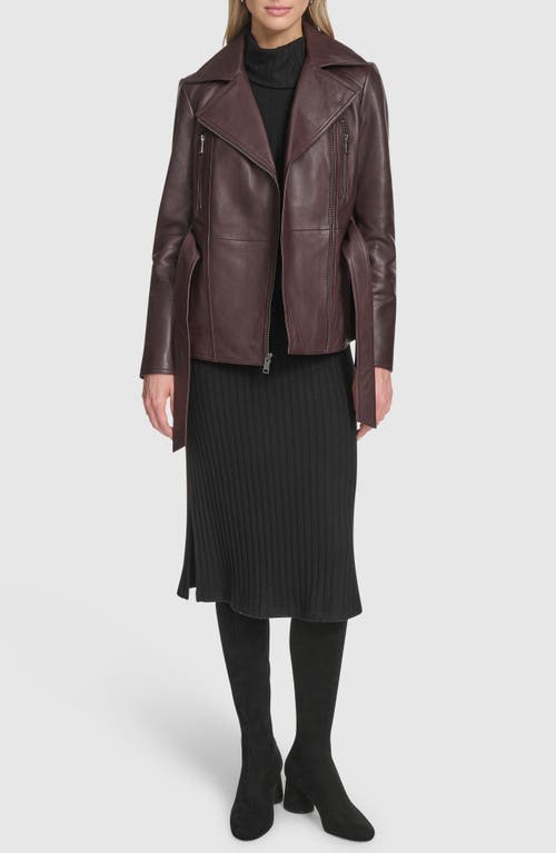 Andrew Marc Violet Leather Trench Jacket In Burgundy