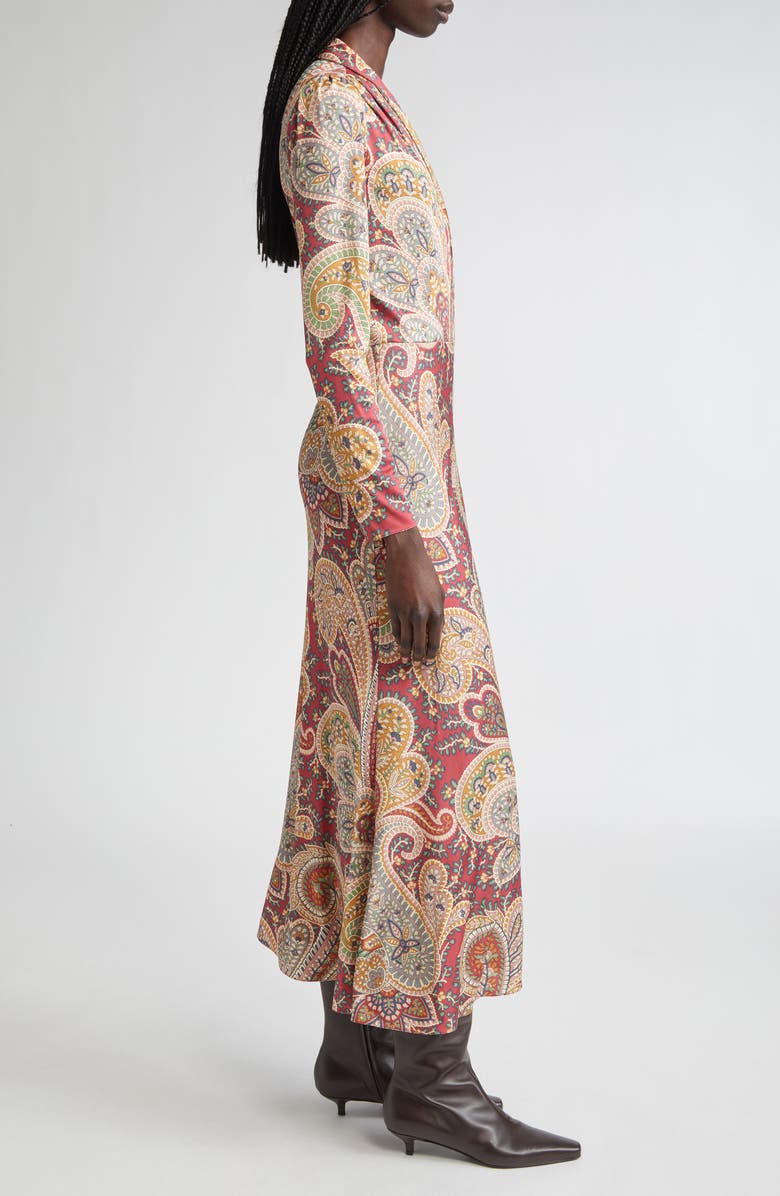 Etro Paisley Print Long Sleeve Faux Wrap Jersey Dress, Alternate, color, Stampa F.do Bordeaux