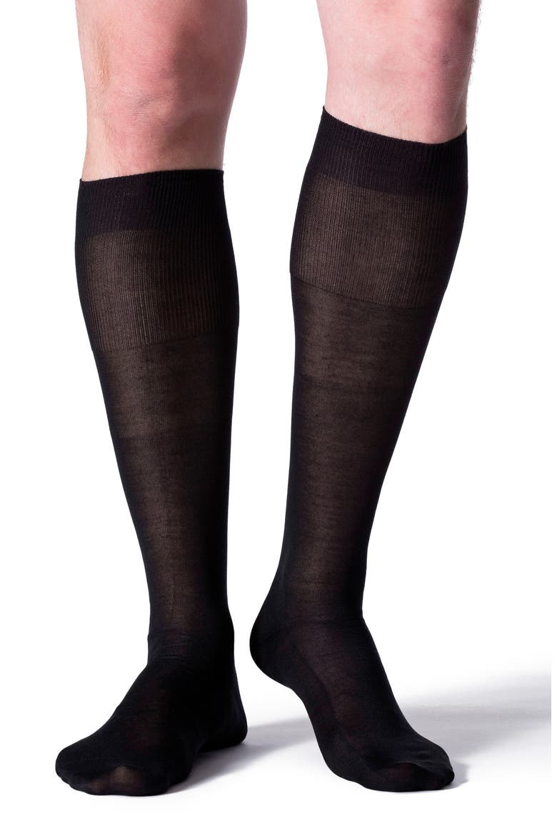 Silk Blend Knee High Socks, Alternate, color, BLACK