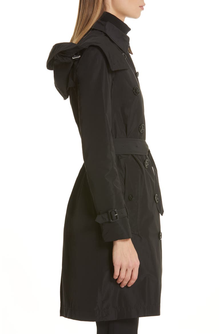 Kensington Trench Coat with Detachable Hood, Alternate, color, BLACK