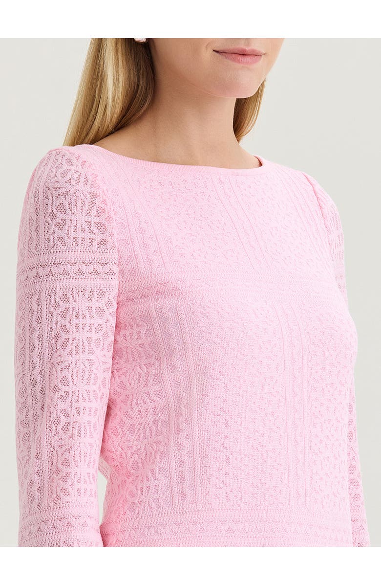 Misook Lined Tonal Burnout Soft Knit Tunic, Alternate, color, Pink