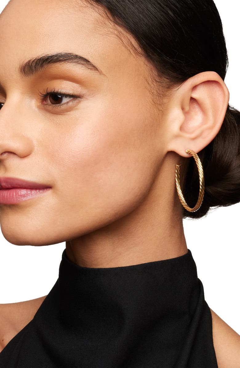 David Yurman Cable Spiral Hoop Earrings, Alternate, color, Gold