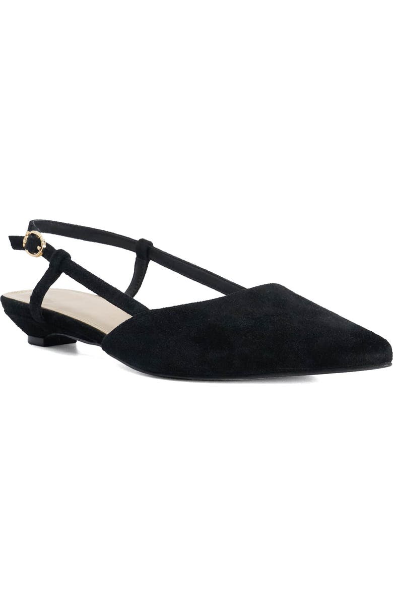 Dune London Homie Pointed Toe Leather Slingback Pump, Main, color, Black