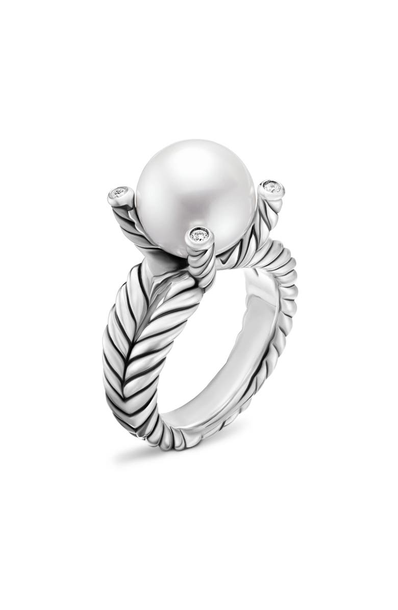 David Yurman Cable Pearl Ring with Diamonds, Alternate, color,