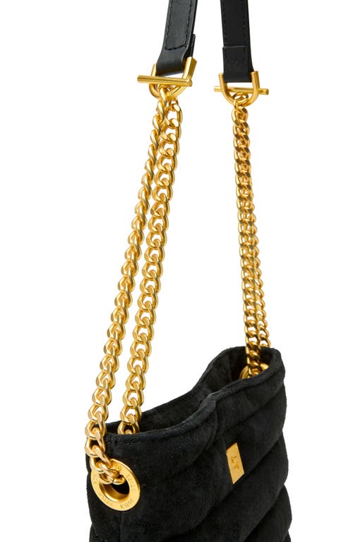 Think Royln Dream Stash Quilted Suede Crossbody Bag In Black