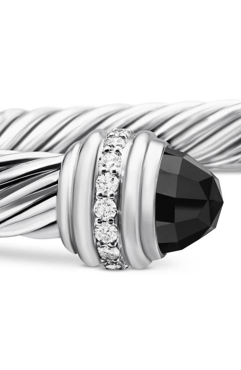 David Yurman Cable Classics Bracelet with Semiprecious Stones & Diamonds, 7mm, Alternate, color, Silver/ Diamond/ Black Onyx
