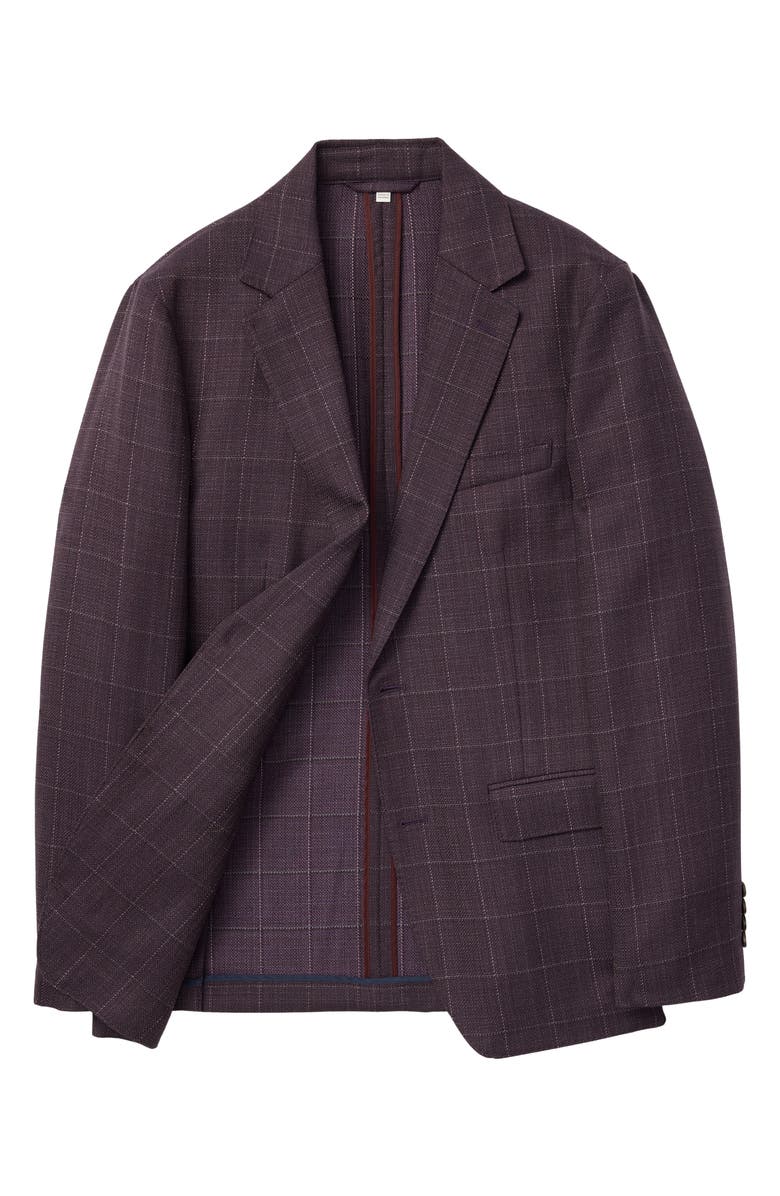 Bonobos Unconstructed Wool Suit Jacket, Alternate, color, Plum Windowpane