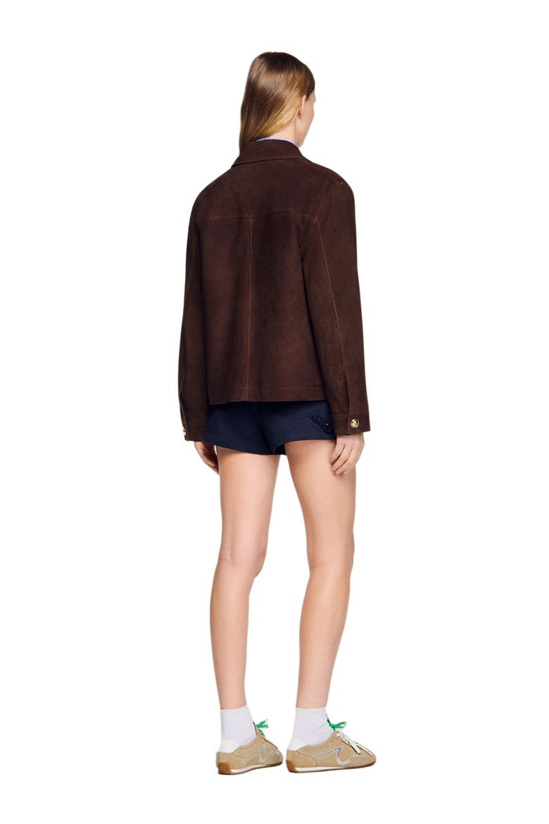 Suede jacket, Alternate, color, Black brown