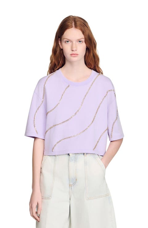 Rhinestone cropped T-shirt