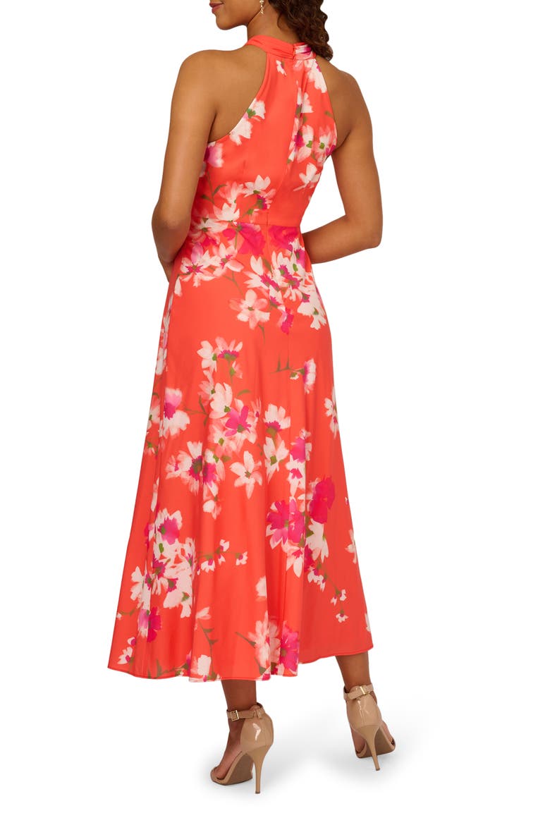 Floral Halter Neck Chiffon Dress, Alternate, color, ORANGE MULTI