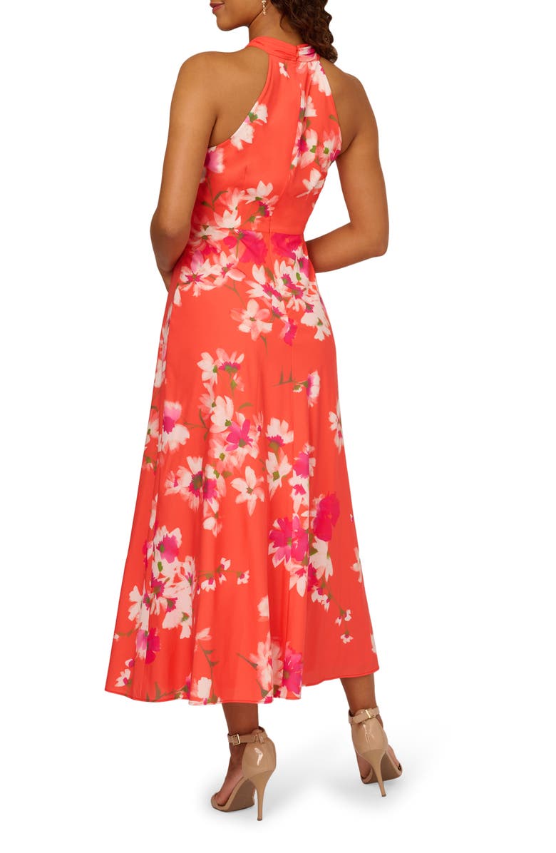 Adrianna Papell Floral Halter Neck Chiffon Dress, Alternate, color,