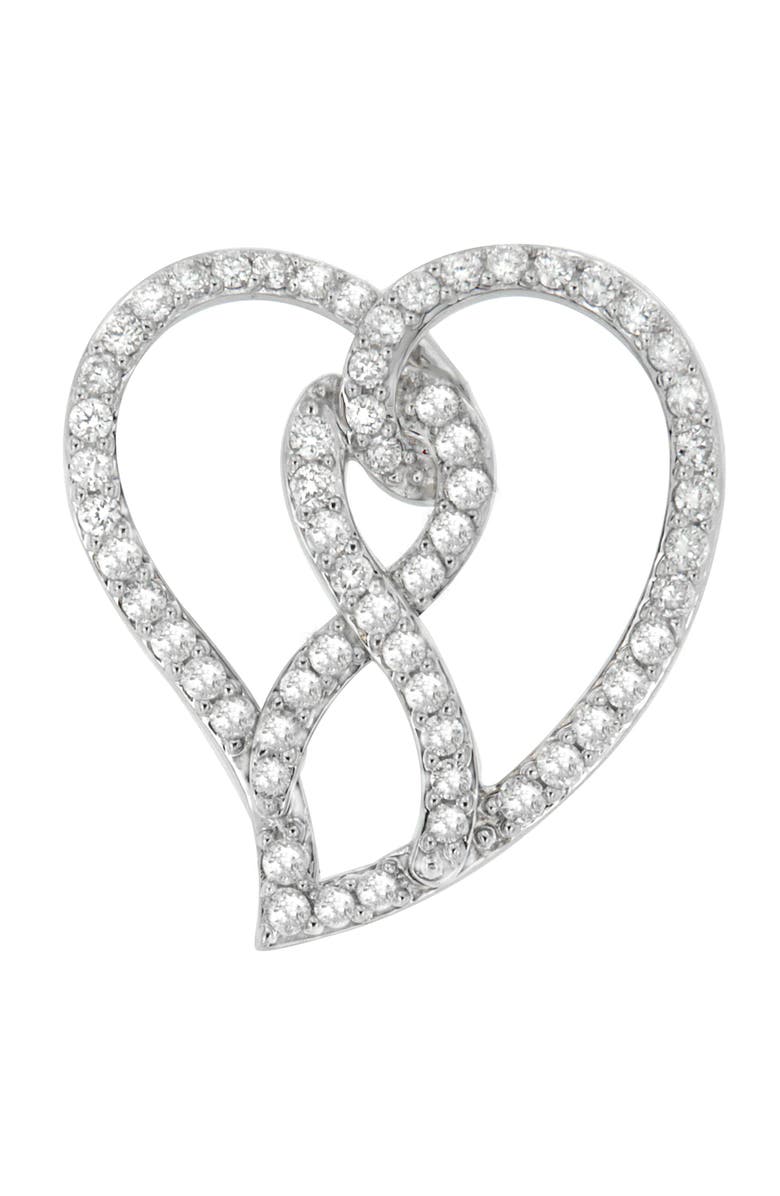 Haus of Brilliance 14K White Gold 1.0 Cttw Diamond Awareness Ribbon & Open Heart Pendant Necklace, Main, color, White