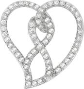 Haus of Brilliance 14K White Gold 1.0 Cttw Diamond Awareness Ribbon & Open Heart Pendant Necklace