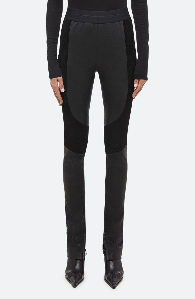 Helmut Lang Racer Leather & Suede Leggings, Main, color, Black - 001