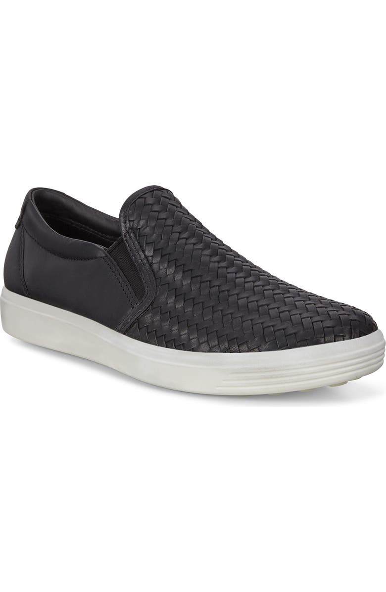 ECCO Soft 7 Slip-On Sneaker, Main, color, Black Leather