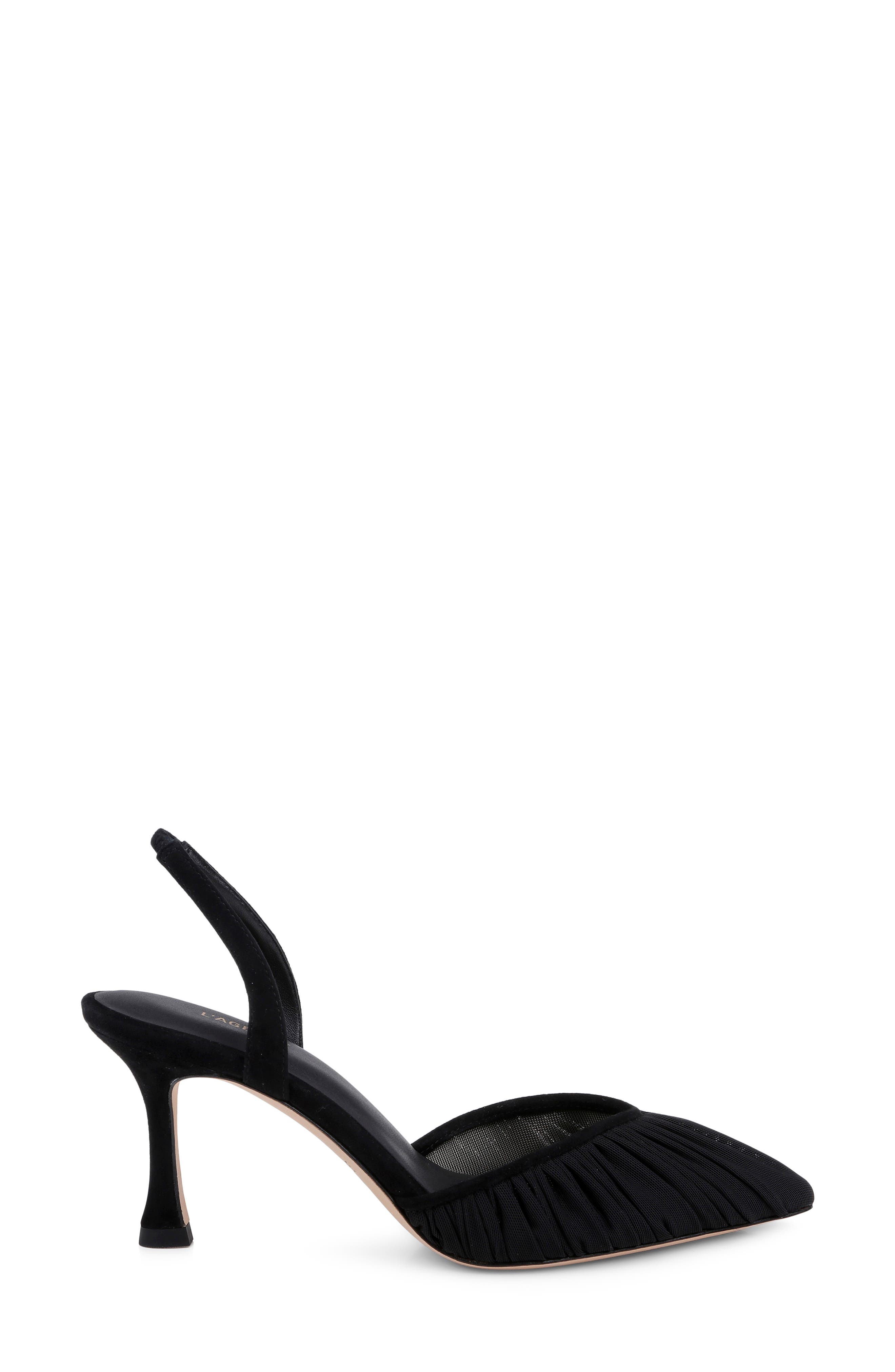 L'AGENCE Bowery Pointed Toe Slingback Pump, Alternate, color, Black Mesh