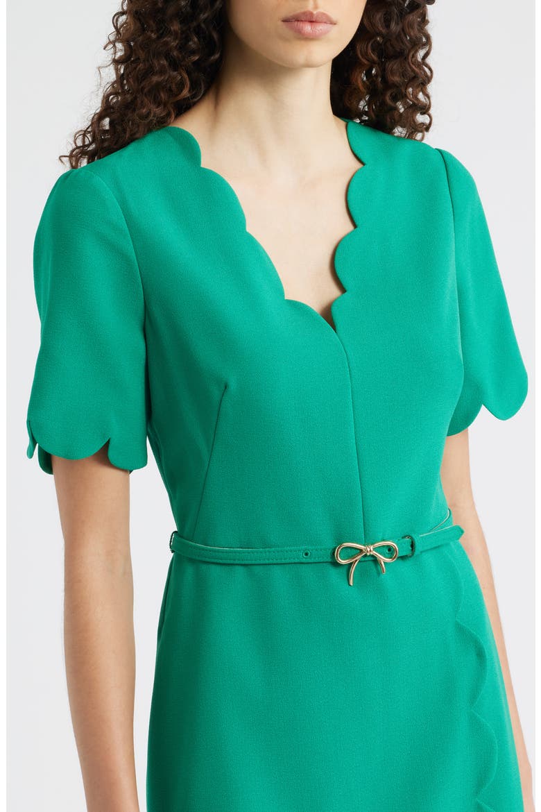 Scallop Sheath Dress, Alternate, color, GREEN
