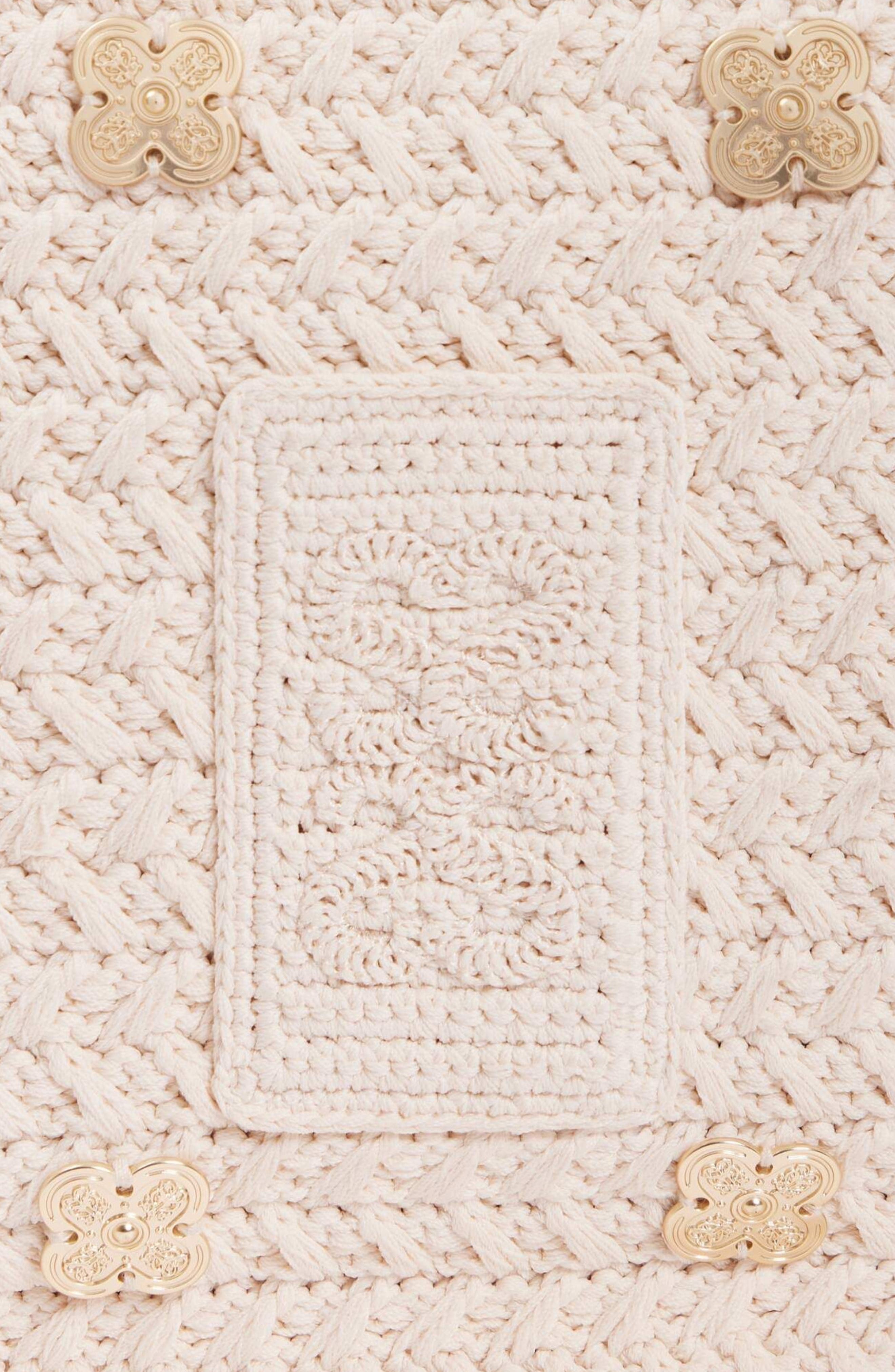 SANDRO Crochet bag with tassels, Alternate, color, Ecru