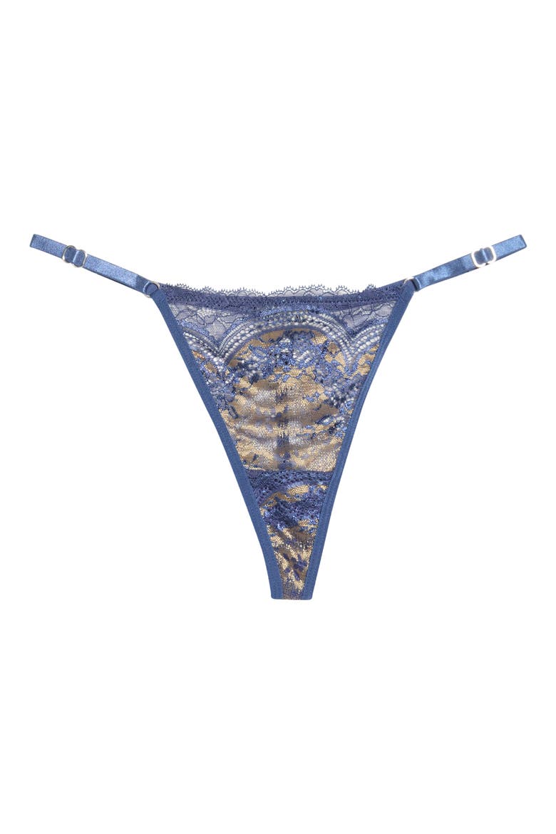 Lace G-String, Alternate, color, DENIM BRASS