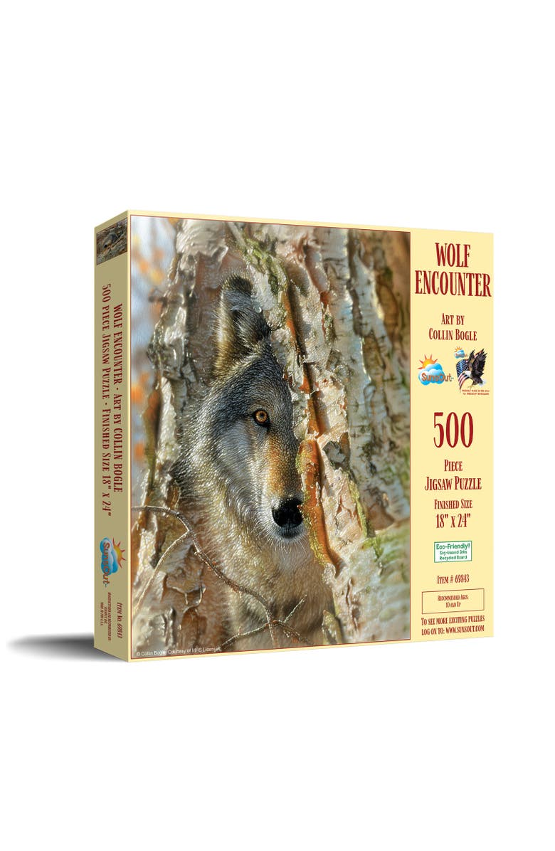 Sunsout Wolf Encounter 500 piece Jigsaw Puzzle for Adults, Main, color, Multicolor