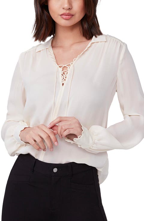 Madlee Lace-Up Silk Blouse
