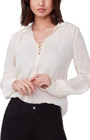 PAIGE Madlee Lace-Up Silk Blouse