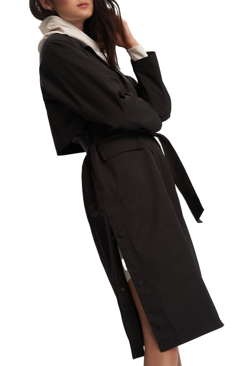 Janie Long Rain Jacket, Alternate, color, BLACK